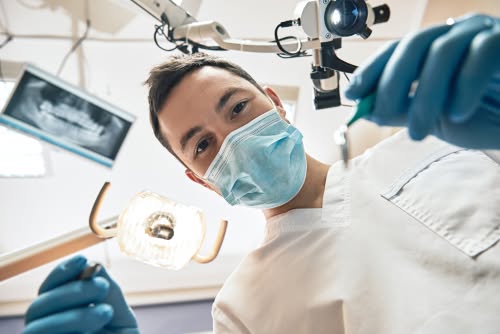 Dentist Working On Dentures